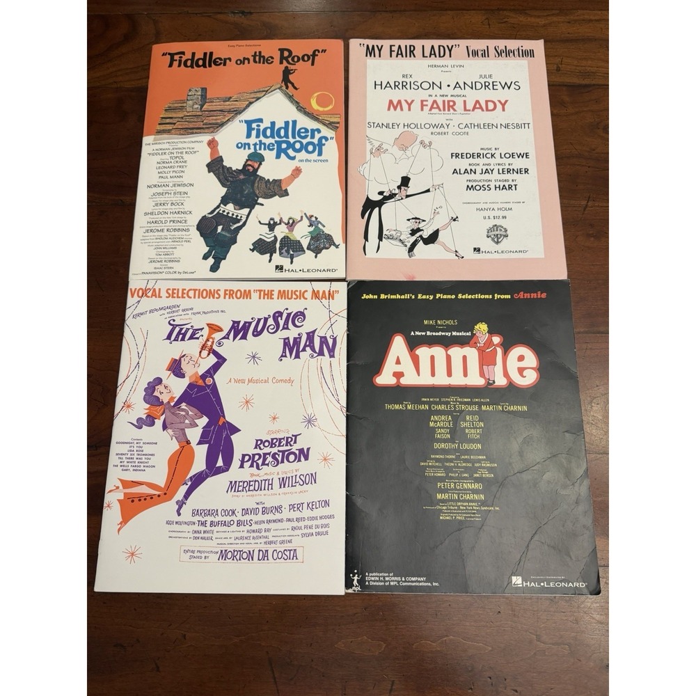 Vintage Broadway Musicals Sheet Music Book Lot 4 Annie Fiddler‎ Roof Music Man